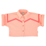 Short sleeves jacket | pink w/ pink geometric lines