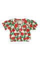 baby blouse w/ sailor collar | ecru w/ red roses print
