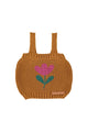 Girl camel knitted top with flower print