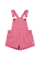 short dungarees | pink w/ indigo stripes