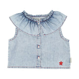 sleeveless blouse w/ collar | blue light denim