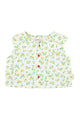 sleeveless blouse w/ collar | ecru w/ yellow flowers allover