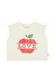 sleeveless t´shirt | ecru w/ apple print