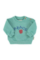 baby sweatshirt | turquoise w/ "peace" print