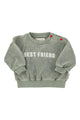 Unisex baby washed green terry sweatshirt with “best friend” print