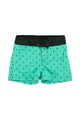 swim shorts | green w/ black hearts