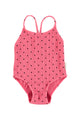 swimsuit w/ crossed straps | pink w/ black hearts allover