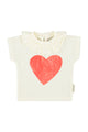 baby t-shirt w/ collar| ecru w/ red heart print