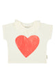 t-shirt w/ collar | ecru w/ red heart print