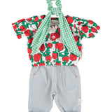 baby blouse w/ sailor collar | ecru w/ red roses print