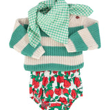 baby bloomers | ecru w/ red roses print