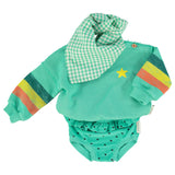 baby high waisted shorties | green w/ black hearts allover