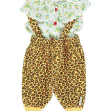 baby trousers w/ straps | mustard w/ animal print