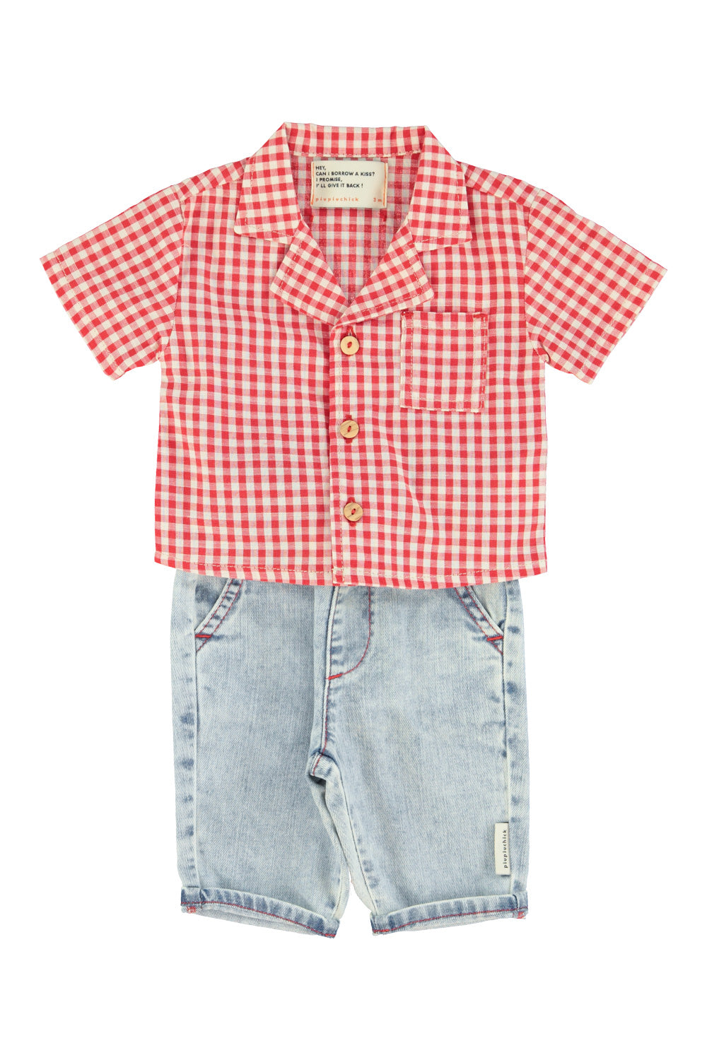 Baby hawaiian shirt | red & ecru checkered