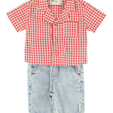 Baby hawaiian shirt | red & ecru checkered