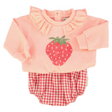 Girl baby light pink sweatshirt with strawberry print