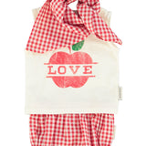 baby sleeveless t´shirt | ecru w/ apple print