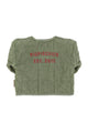 Unisex baby washed green padded jacket with back print