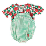 baby romper | green & ecru checkered