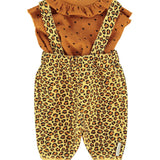 baby trousers w/ straps | mustard w/ animal print