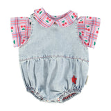 Baby peter pan collar shirt | lilac w/ cherries allover