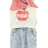 baby sleeveless t´shirt | ecru w/ apple print
