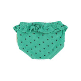 baby high waisted shorties | green w/ black hearts allover