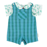 Baby peter pan collar shirt | ecru w/ green flowers allover