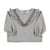 Blouse w/ v-neck ruffles on chest | Grey chambray