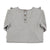 Blouse w/ v-neck ruffles on chest | Grey chambray