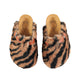 Clogs | Animal print faux fur