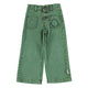 Flare trousers | Washed green denim