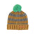 Knitted hat w/ pompon | Camel & grey stripes