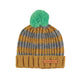 Knitted hat w/ pompon | Camel & grey stripes