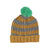 Knitted hat w/ pompon | Camel & grey stripes