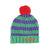 Knitted hat w/ pompon | Green & purple stripes