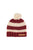 Knitted hat w/ pompon | Bordeaux & light pink stripes