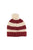 Knitted hat w/ pompon | Bordeaux & light pink stripes