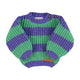 Knitted baby sweater | Green & purple stripes