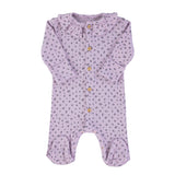 Newborn babygrow w/ collar | Lilac w/ little flowers