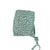 Newborn bonnet | green w/ animal print