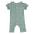 Newborn short sleeve babygrow w/ collar | green w/ animal print
