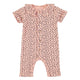 Newborn short sleeve babygrow w/ collar | pink w/ animal print