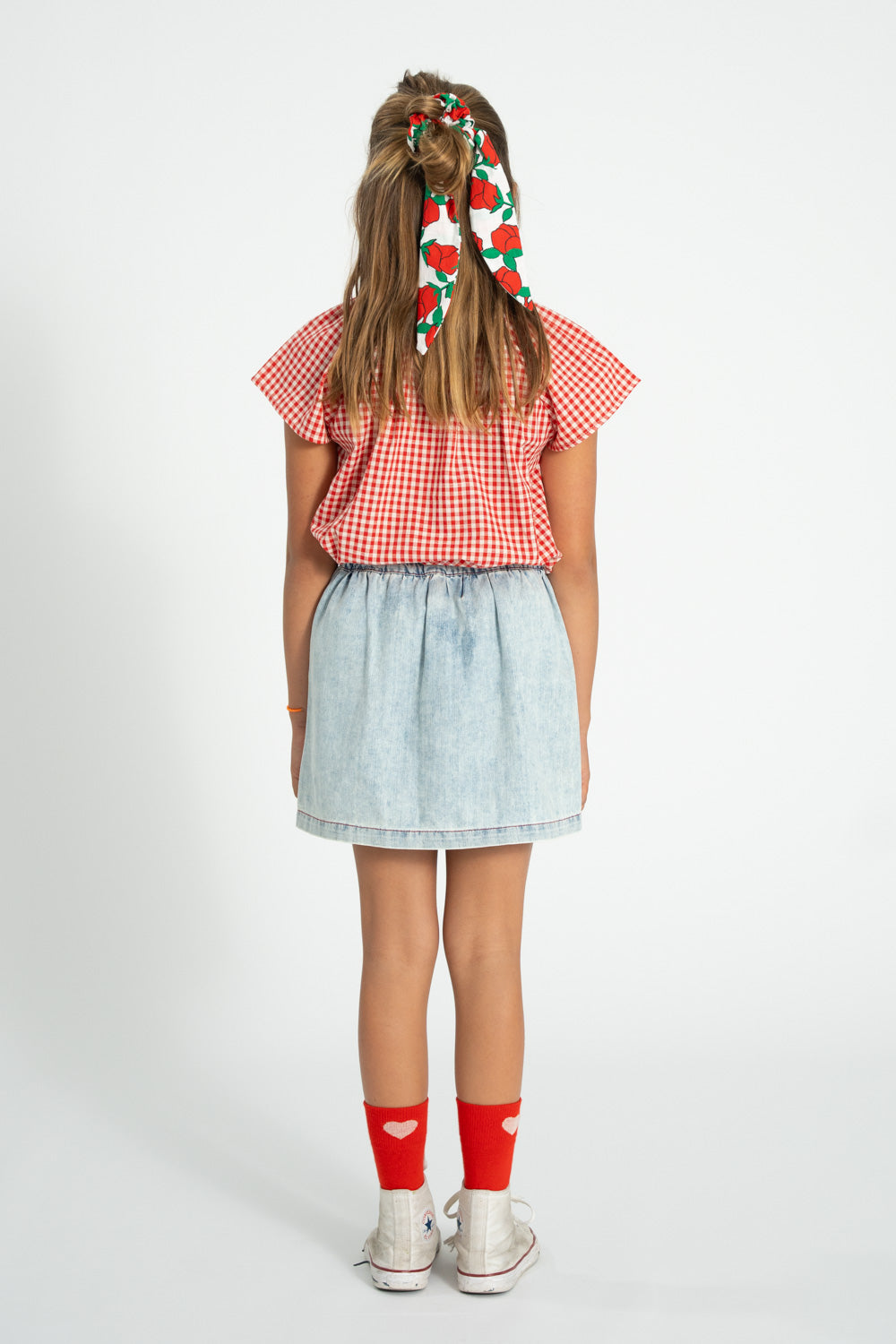 Red socks with ecru heart