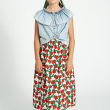 sleeveless blouse w/ collar | blue light denim