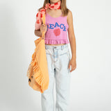 top | pink w/ "peace" print