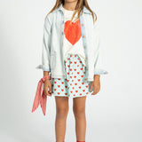 jacket | washed light blue denim w/ "peace" print