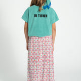 Long skirt | ecru w/ cherries allover