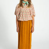 cropped blouse w/ baloon sleeves  | light yellow w/ cherries allover