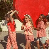 blouse w/ butterfly sleeves | red & ecru checkered